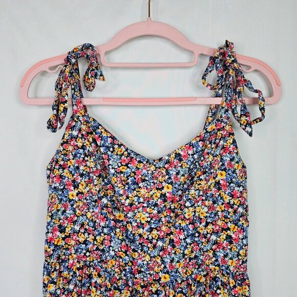 OLD NAVY Fit & Flare Cami Dress NAVY BLUE PINK YELLOW Floral size M Smocked Cute - Picture 3 of 7